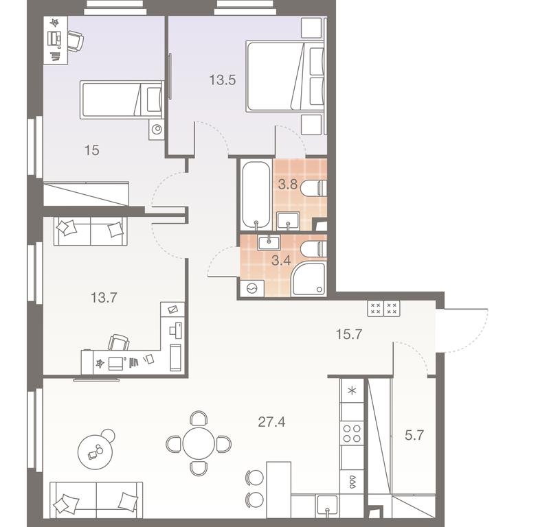 3-BD Apartment Sale, 98.2平方米 at Twelve, Elektrolitny Drive, 12Б, Moscow, Russia #1 3-BD Apartment Sale, 98.2平方米 at Twelve, Elektrolitny Drive, 12Б, Moscow, Russia #1