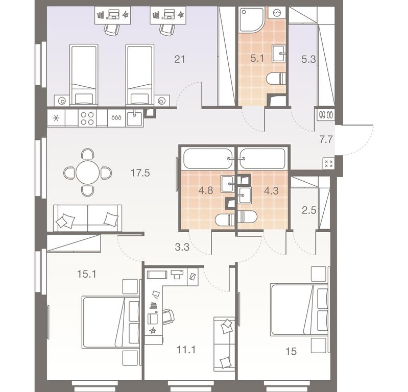 4-BD Apartment Sale, 112.7 sq. m. at Twelve, Elektrolitny Drive, 12Б, Moscow, Russia #1 4-BD Apartment Sale, 112.7 sq. m. at Twelve, Elektrolitny Drive, 12Б, Moscow, Russia #1