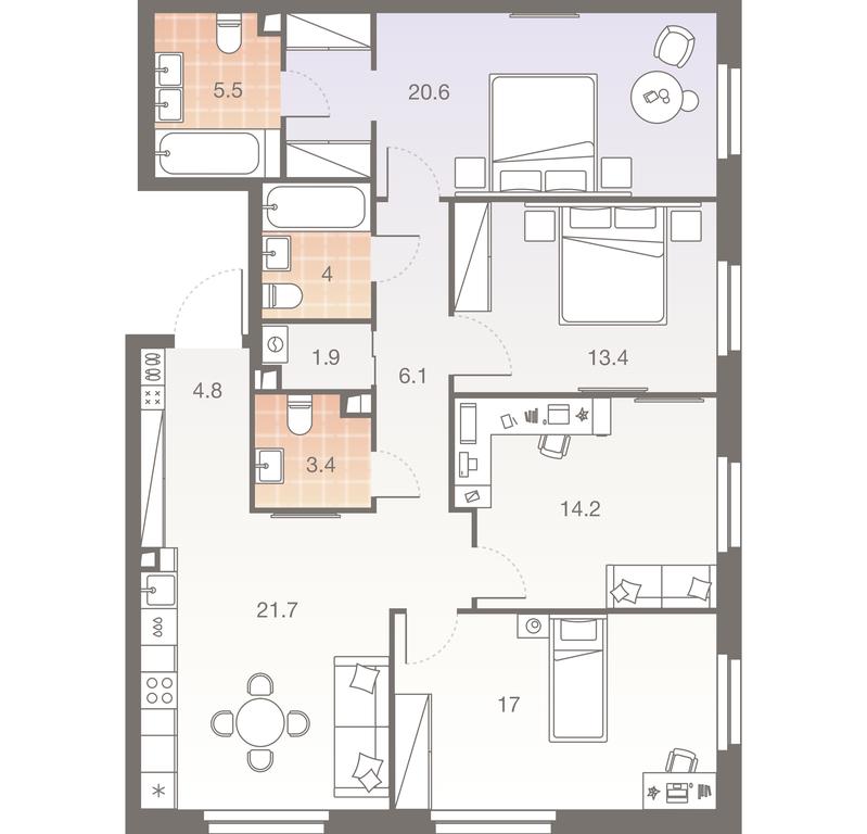 4-BD Apartment Sale, 112.6平方米 at Twelve, Elektrolitny Drive, 12Б, Moscow, Russia #1 4-BD Apartment Sale, 112.6平方米 at Twelve, Elektrolitny Drive, 12Б, Moscow, Russia #1