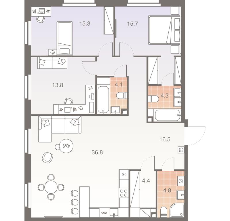 3-BD Apartment Sale, 115.7 sq. m. at Twelve, Elektrolitny Drive, 12Б, Moscow, Russia #1 3-BD Apartment Sale, 115.7 sq. m. at Twelve, Elektrolitny Drive, 12Б, Moscow, Russia #1
