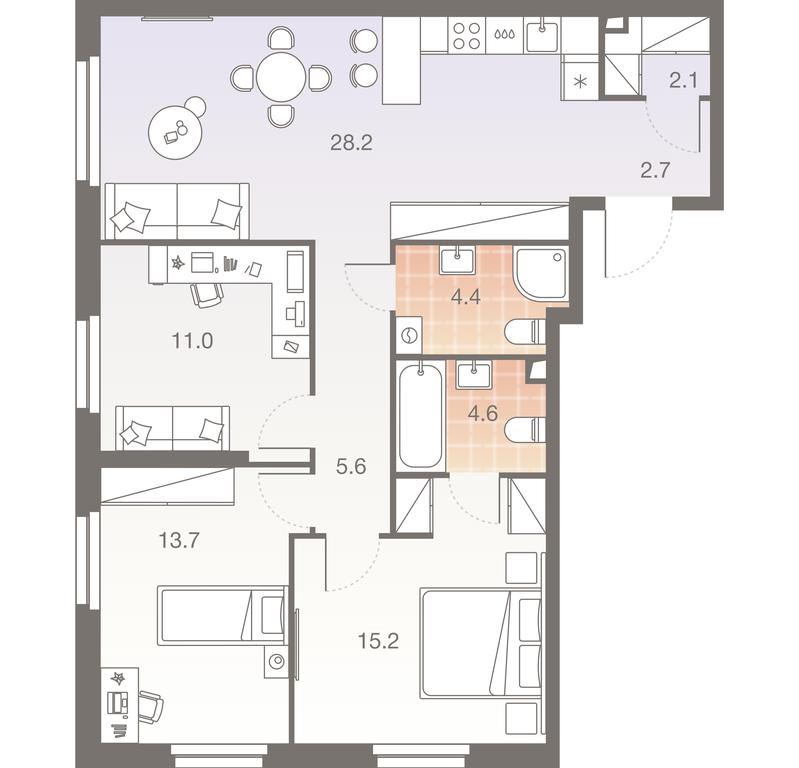 3-BD Apartment Sale, 87.3 sq. m. at Twelve, Elektrolitny Drive, 12Б, Moscow, Russia #1 3-BD Apartment Sale, 87.3 sq. m. at Twelve, Elektrolitny Drive, 12Б, Moscow, Russia #1