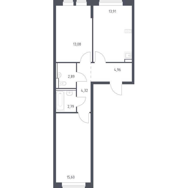 1-BD Apartment Sale, 57.55 sq. m. at Egorovo Park, 1-y kvartal, posyolok Zhilino-1, Lubertsy City District, Moscow Region, Russia #1