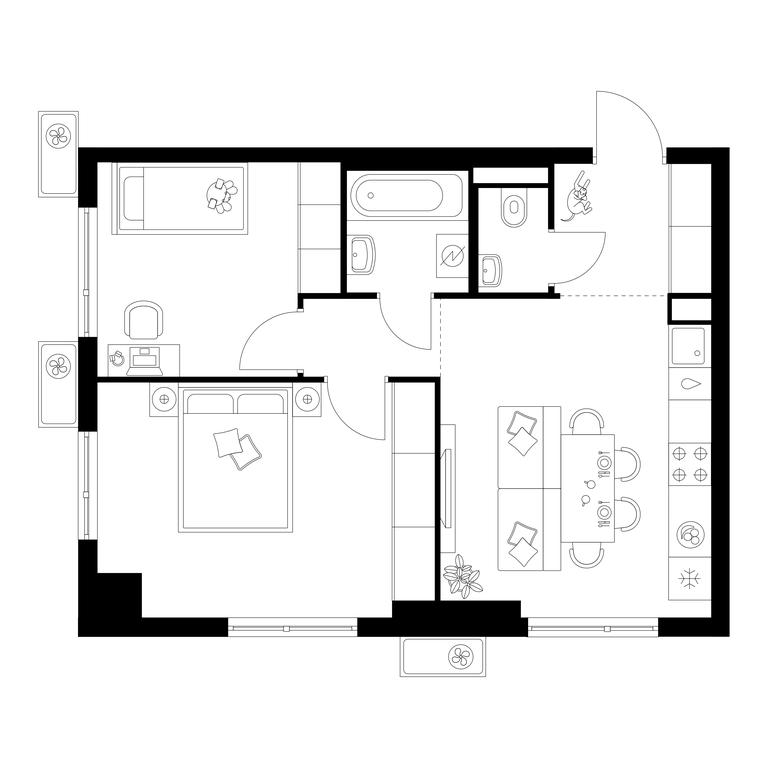 2-BD Apartment Sale, 51.4 sq. m. at Belaya Dacha Park, mikrorayon Parkovy, 1, Kotelniki, Moscow Region, Russia #1