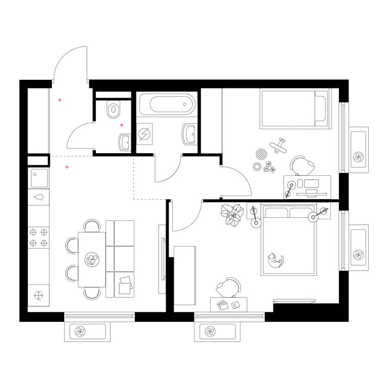 2-BD Apartment Sale, 50.4平方米 at Belaya Dacha Park, mikrorayon Parkovy, 1, Kotelniki, Moscow Region, Russia #1