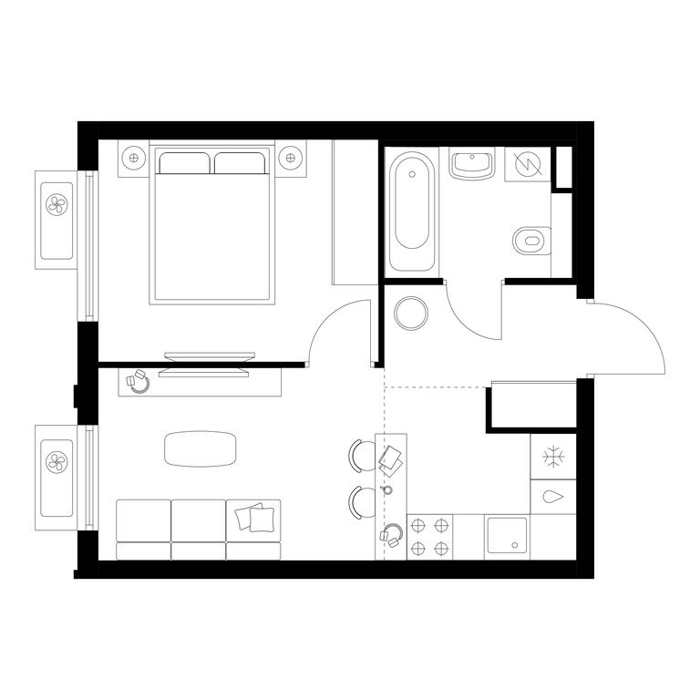 1-BD Apartment Sale, 32.6 sq. m. at Belaya Dacha Park, mikrorayon Parkovy, 1, Kotelniki, Moscow Region, Russia #1