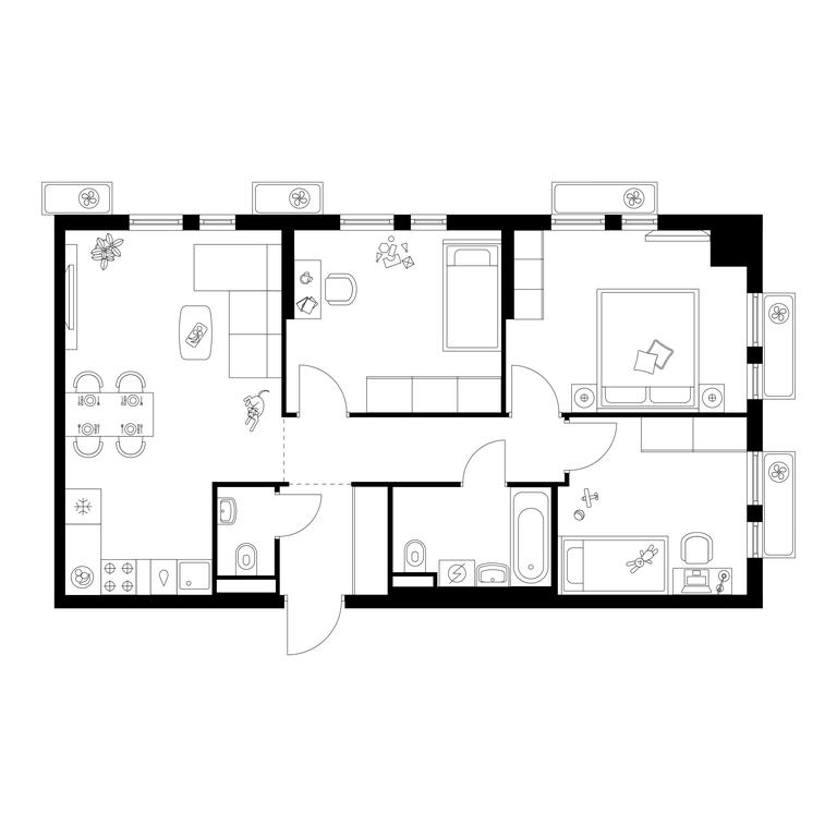 3-BD Apartment Sale, 68.3 sq. m. at Belaya Dacha Park, mikrorayon Parkovy, 1, Kotelniki, Moscow Region, Russia #1