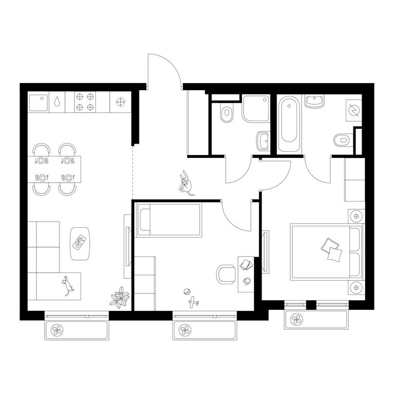 2-BD Apartment Sale, 54.6平方米 at Belaya Dacha Park, mikrorayon Parkovy, 1, Kotelniki, Moscow Region, Russia #1