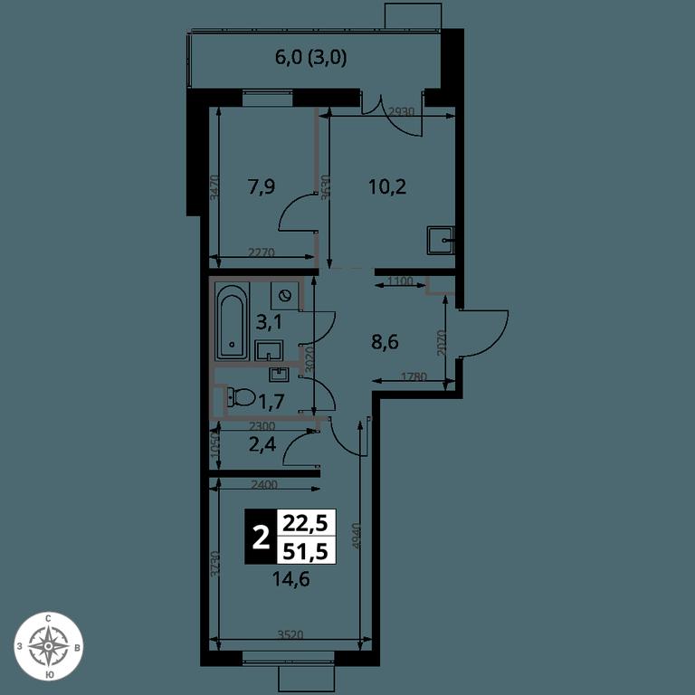 2-BD Apartment Sale, 51.5 sq. m. at 1-y Salarevskiy, Kiyevskoye Highway, Moskovskiy Settlement, Moscow, Russia #2 2-BD Apartment Sale, 51.5 sq. m. at 1-y Salarevskiy, Kiyevskoye Highway, Moskovskiy Settlement, Moscow, Russia #2