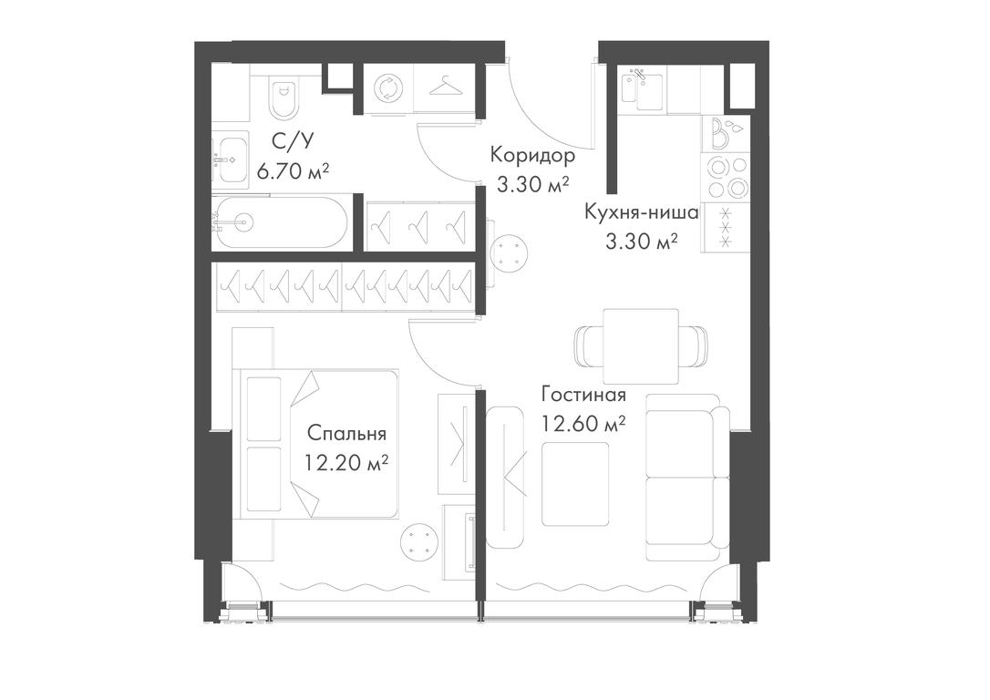 1-BD Apartment Sale, 38.1 sq. m. at Slava, Leningradskiy Avenue, 8с10, Moscow, Russia #2