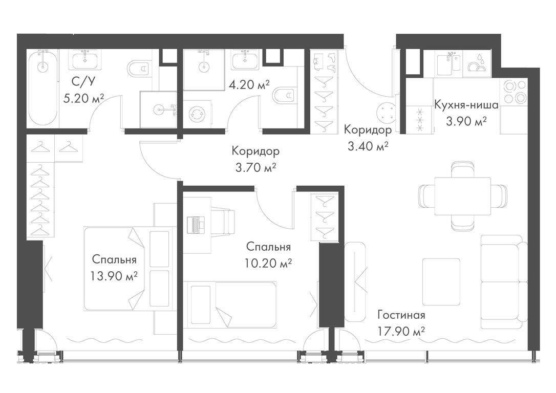 2-BD Apartment Sale, 62.4平方米 at Slava, Leningradskiy Avenue, 8с10, Moscow, Russia #2 2-BD Apartment Sale, 62.4平方米 at Slava, Leningradskiy Avenue, 8с10, Moscow, Russia #2