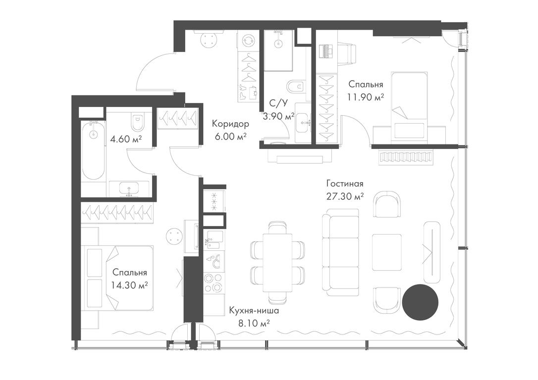 2-BD Apartment Sale, 76.1平方米 at Slava, Leningradskiy Avenue, 8с10, Moscow, Russia #2 2-BD Apartment Sale, 76.1平方米 at Slava, Leningradskiy Avenue, 8с10, Moscow, Russia #2