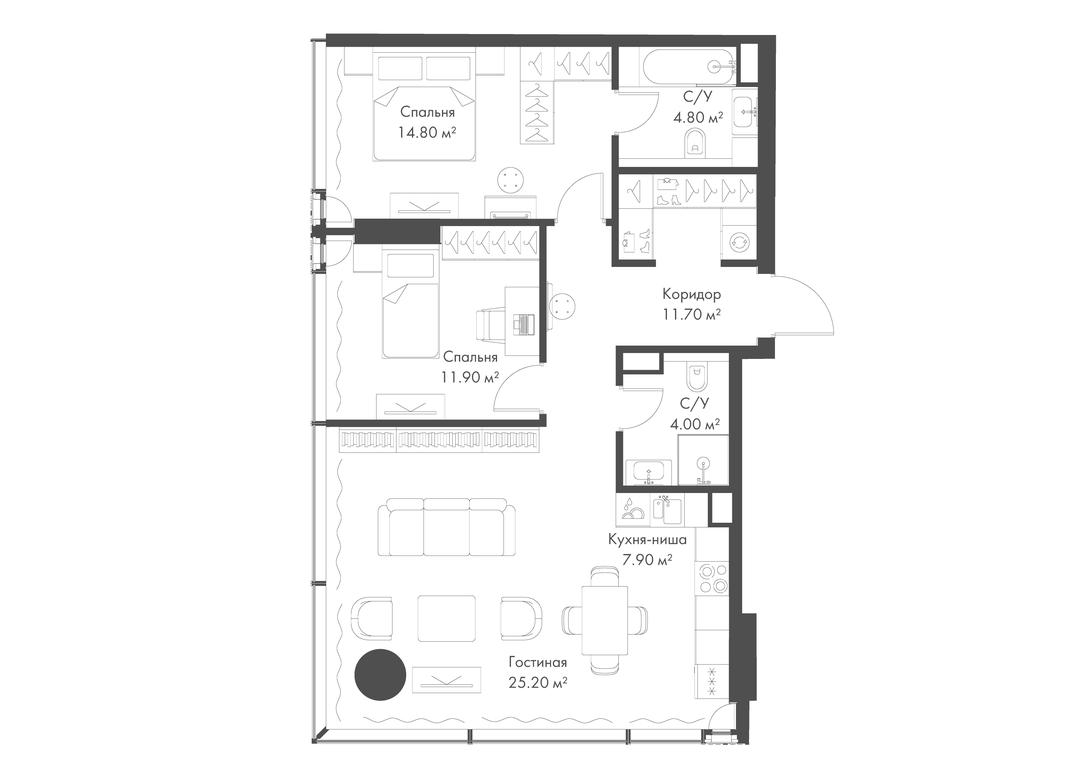 2-BD Apartment Sale, 80.3 sq. m. at Slava, Leningradskiy Avenue, 8с10, Moscow, Russia #2 2-BD Apartment Sale, 80.3 sq. m. at Slava, Leningradskiy Avenue, 8с10, Moscow, Russia #2