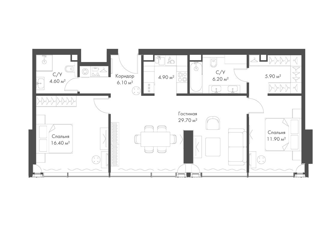 2-BD Apartment Sale, 85.7平方米 at Slava, Leningradskiy Avenue, 8с10, Moscow, Russia #2