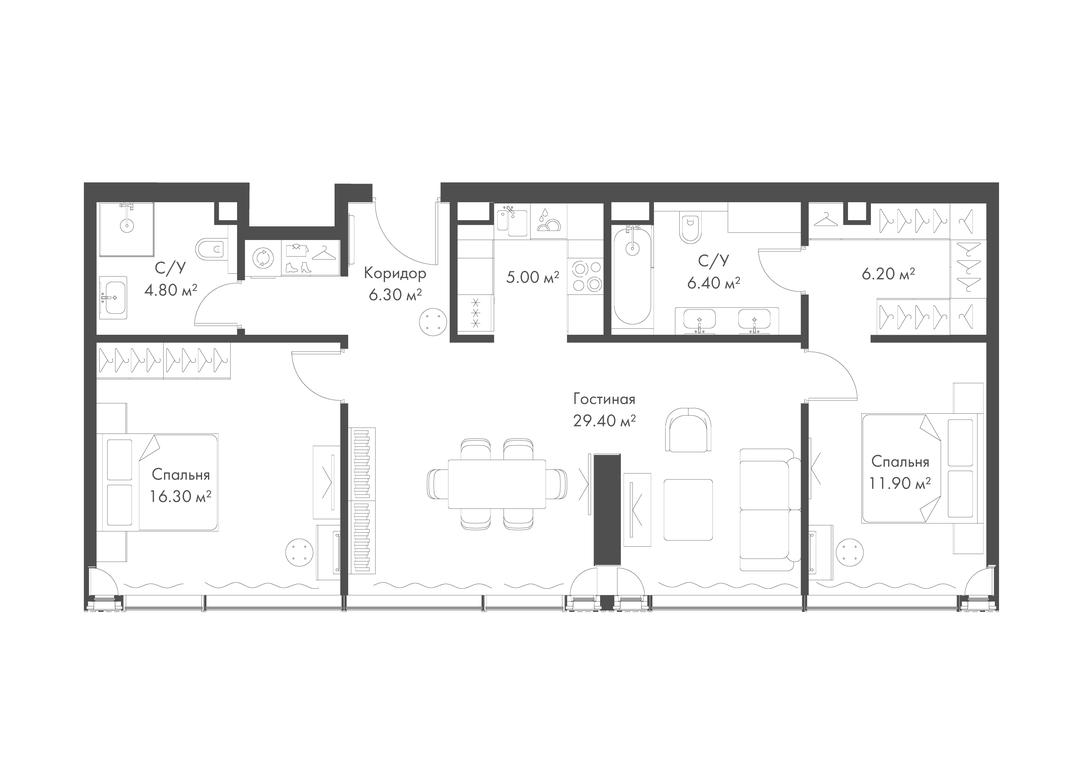 2-BD Apartment Sale, 86.3 sq. m. at Slava, Leningradskiy Avenue, 8с10, Moscow, Russia #2