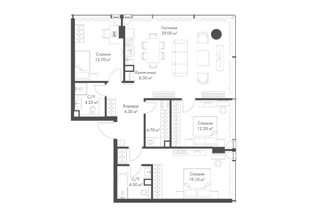3-BD Apartment Sale, 101 sq. m. at Slava, Leningradskiy Avenue, 8с10, Moscow, Russia #2