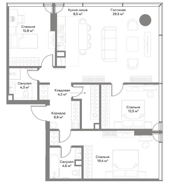 3-BD Apartment Sale, 101 sq. m. at Slava, Leningradskiy Avenue, 8с10, Moscow, Russia #1