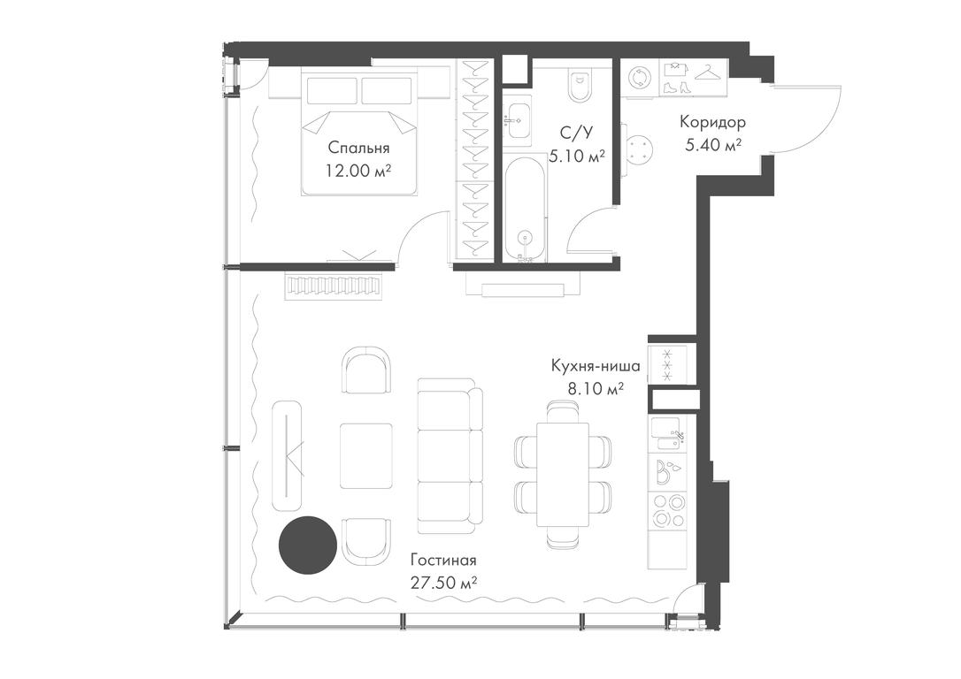 1-BD Apartment Sale, 58.1 sq. m. at Slava, Leningradskiy Avenue, 8с10, Moscow, Russia #2