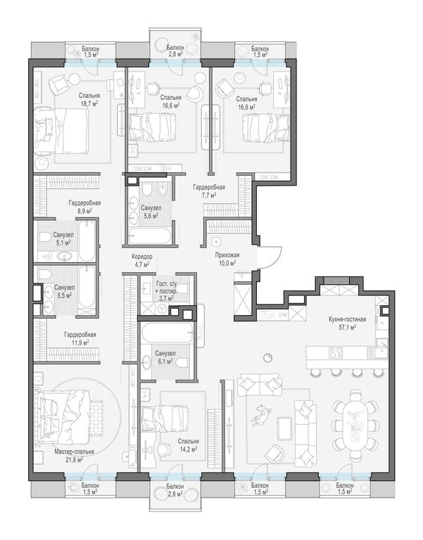 4-BD Apartment Sale, 215.4平方米 at Tishinskiy bulvar, Gruzinsky Val Street, 10, Moscow, Russia #1 4-BD Apartment Sale, 215.4平方米 at Tishinskiy bulvar, Gruzinsky Val Street, 10, Moscow, Russia #1