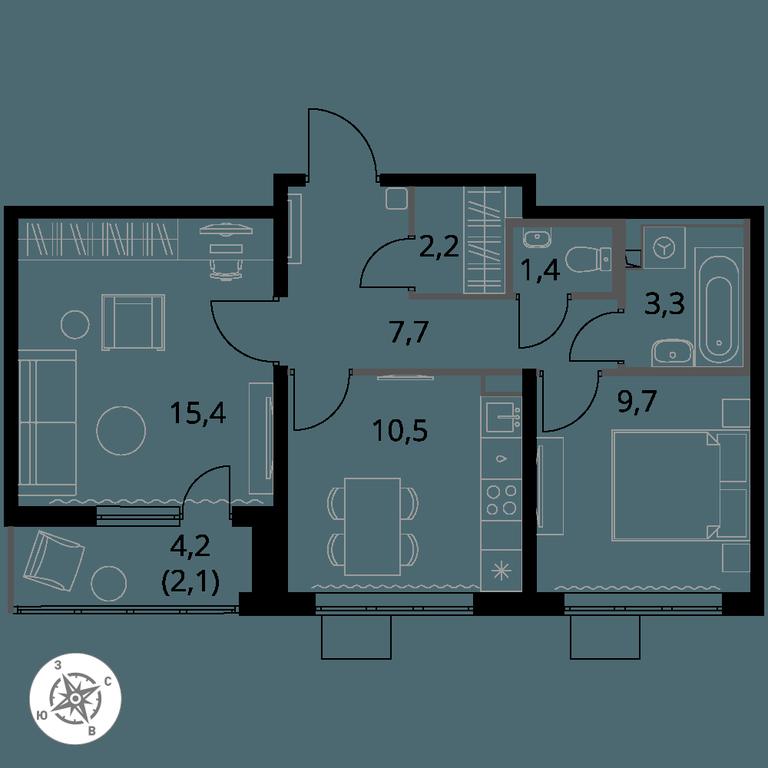 2-BD Apartment Sale, 52.2 sq. m. at Pervy Yuzhny, zhiloy kompleks Pervy Yuzhny, Leninskiy City District, Moscow Region, Russia #1 2-BD Apartment Sale, 52.2 sq. m. at Pervy Yuzhny, zhiloy kompleks Pervy Yuzhny, Leninskiy City District, Moscow Region, Russia #1