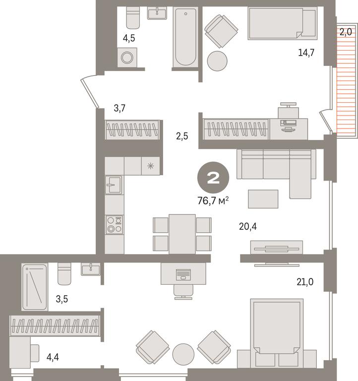 2-BD Apartment Sale, 76.7 sq. m. at Pervy kvartal, Kalinovaya ulitsa, derevnya Sapronovo, Leninskiy City District, Moscow Region, Russia #1 2-BD Apartment Sale, 76.7 sq. m. at Pervy kvartal, Kalinovaya ulitsa, derevnya Sapronovo, Leninskiy City District, Moscow Region, Russia #1