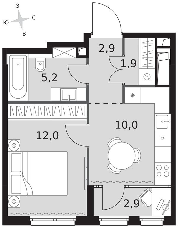 1-BD Apartment Sale, 34.9 sq. m. at Sydney City, Shenogina Street, 2, Moscow, Russia #1
