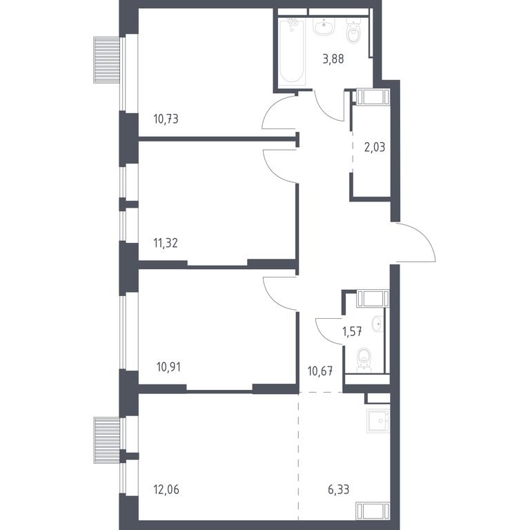 2-BD Apartment Sale, 69.5 sq. m. at Bolshoe Putilkovo, Prostornaya ulitsa, 1, Putilkovo Village, Krasnogorsk City District, Moscow Region, Russia #1
