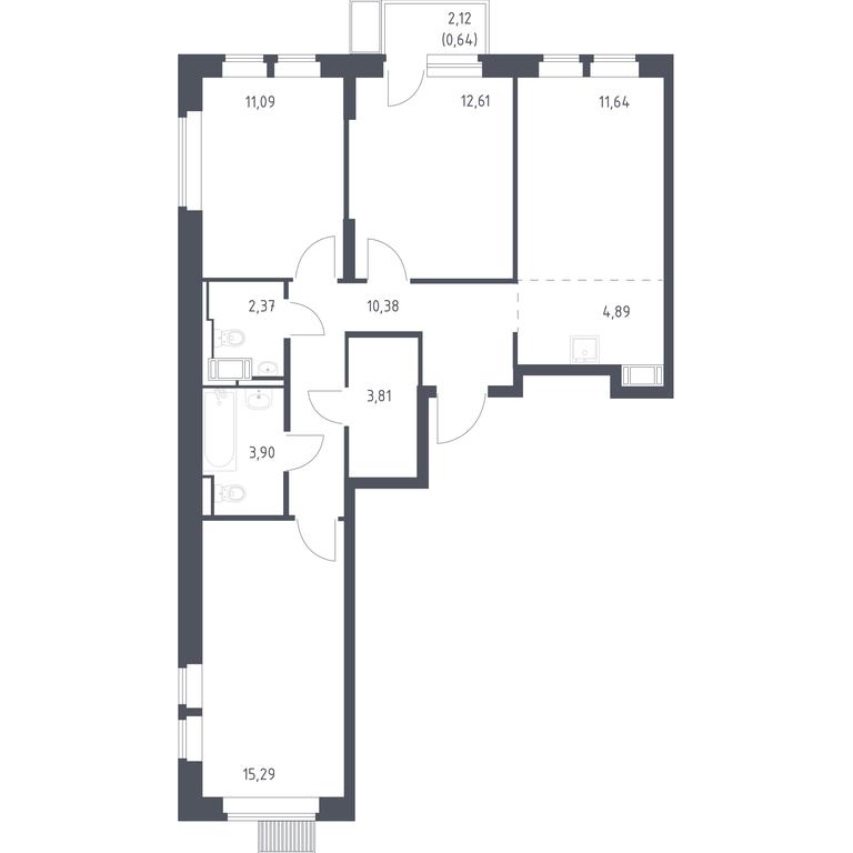 2-BD Apartment Sale, 76.62 sq. m. at Bolshoe Putilkovo, Prostornaya ulitsa, 1, Putilkovo Village, Krasnogorsk City District, Moscow Region, Russia #1