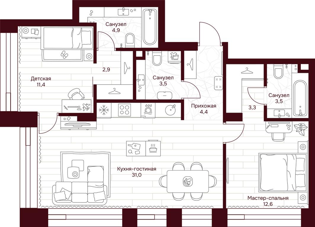 2-BD Apartment Sale, 77 sq. m. at Dom 7 Danilovskiy, Serpukhovsky Val Street, Moscow, Russia #1 2-BD Apartment Sale, 77 sq. m. at Dom 7 Danilovskiy, Serpukhovsky Val Street, Moscow, Russia #1