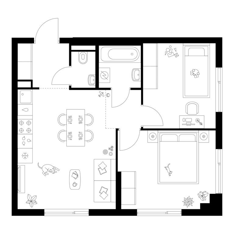 2-BD Apartment Sale, 51.1 sq. m. at Salarevo Park, Salaryevskaya Street, 8к1, Moskovskiy Settlement, Moscow, Russia #1