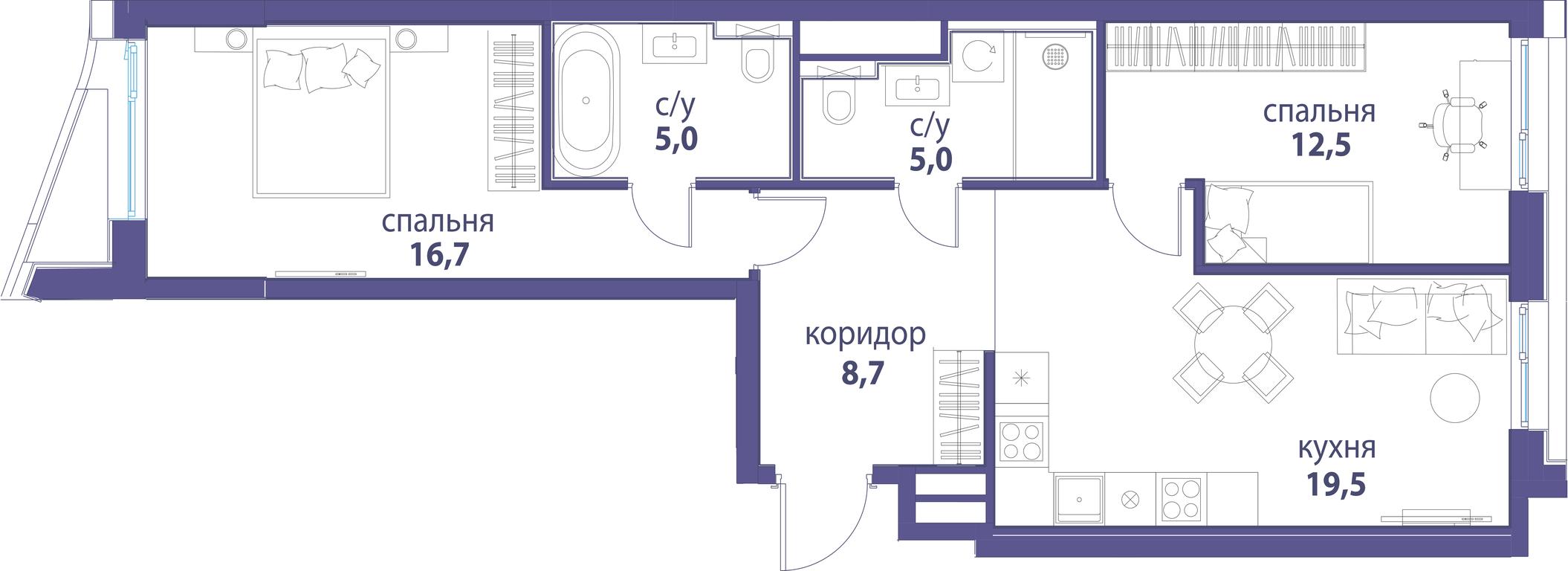 Продажа 2-комн. квартиры, 67,4 м² в ЖК «Символ», проезд Невельского, 6к1, Москва, Россия #1