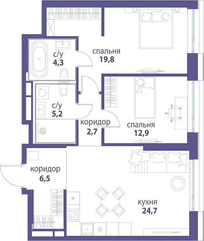 Продажа 2-комн. квартиры, 76,1 м² в ЖК «Символ», проезд Невельского, 6к1, Москва, Россия #1 Продажа 2-комн. квартиры, 76,1 м² в ЖК «Символ», проезд Невельского, 6к1, Москва, Россия #1