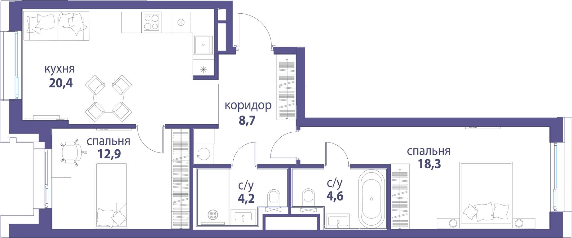 Продажа 2-комн. квартиры, 69,1 м² в ЖК «Символ», проезд Невельского, 6к1, Москва, Россия #1 Продажа 2-комн. квартиры, 69,1 м² в ЖК «Символ», проезд Невельского, 6к1, Москва, Россия #1