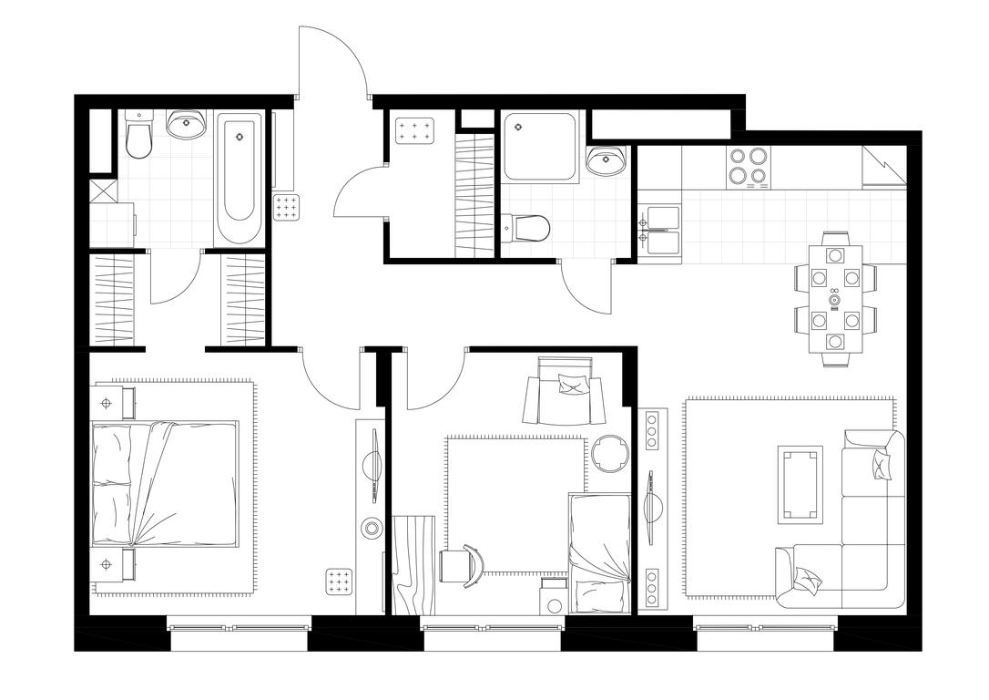 2-BD Apartment Sale, 68.4 sq. m. at Rezidentsii Skolkovo, Kashtanovaya ulitsa, 1, rabochiy posyolok Zarechye, Odintsovskiy City District, Moscow Region, Russia #1