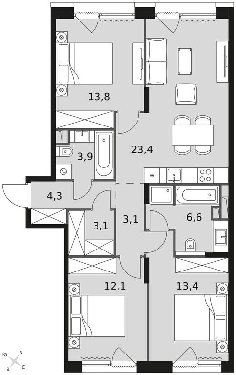 3-BD Apartment Sale, 83.7 sq. m. at The Lake, Snezhnaya Street, 22, Moscow, Russia #1 3-BD Apartment Sale, 83.7 sq. m. at The Lake, Snezhnaya Street, 22, Moscow, Russia #1