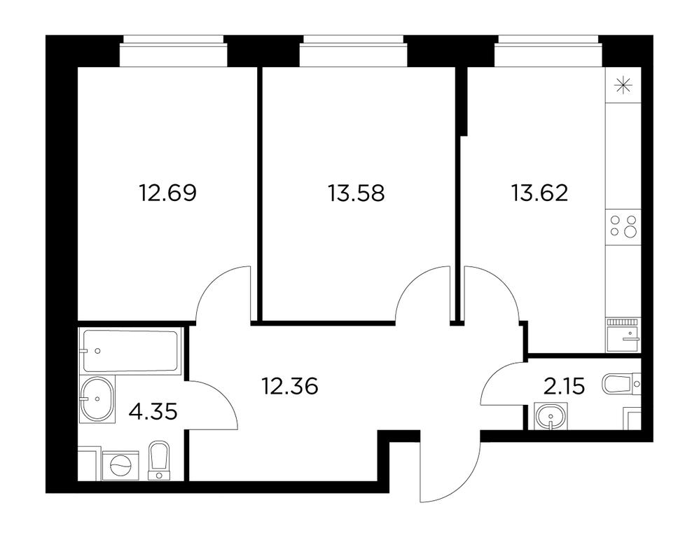 2-BD Apartment Sale, 58.75 sq. m. at Novoe Pushkino, mikrorayon Novoye Pushkino, Pushkino, Moscow Region, Russia #1 2-BD Apartment Sale, 58.75 sq. m. at Novoe Pushkino, mikrorayon Novoye Pushkino, Pushkino, Moscow Region, Russia #1
