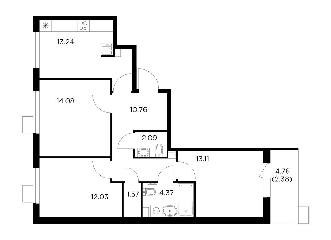 Продажа 3-комн. квартиры, 73,5 м² в ЖК «Новое Пушкино», микрорайон Новое Пушкино, Пушкино, Московская область, Россия #1