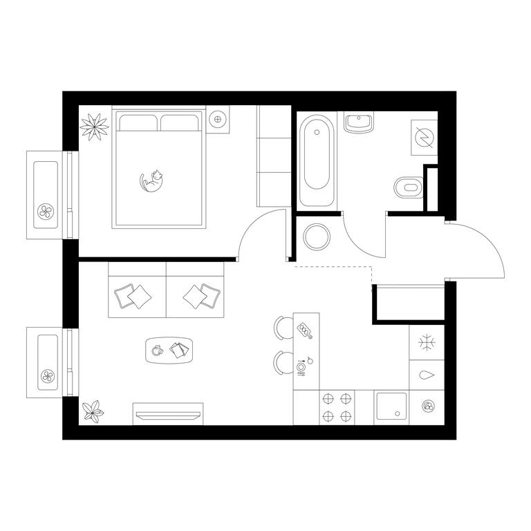 1-BD Apartment Sale, 32.4 sq. m. at Salarevo Park, Salaryevskaya Street, 8к1, Moskovskiy Settlement, Moscow, Russia #1