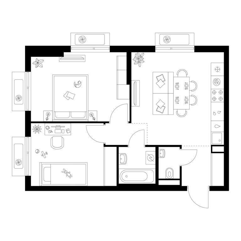 2-BD Apartment Sale, 52.4 sq. m. at Salarevo Park, Salaryevskaya Street, 8к1, Moskovskiy Settlement, Moscow, Russia #1