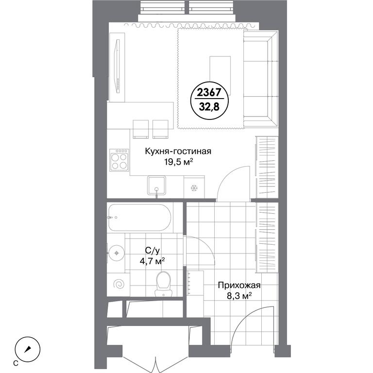 Apartment Sale, 32.8平方米 at Match Point, Vasilisy Kozhinoy Street, 13, Moscow, Russia #1