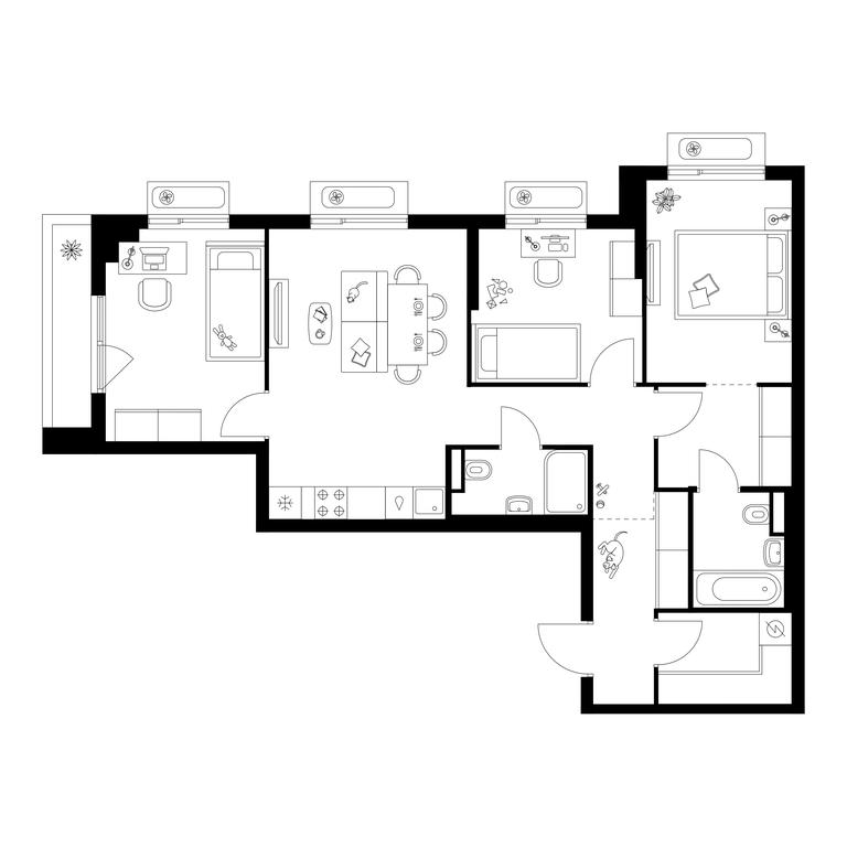 3-BD Apartment Sale, 75.5 sq. m. at Salarevo Park, Salaryevskaya Street, 8к1, Moskovskiy Settlement, Moscow, Russia #1