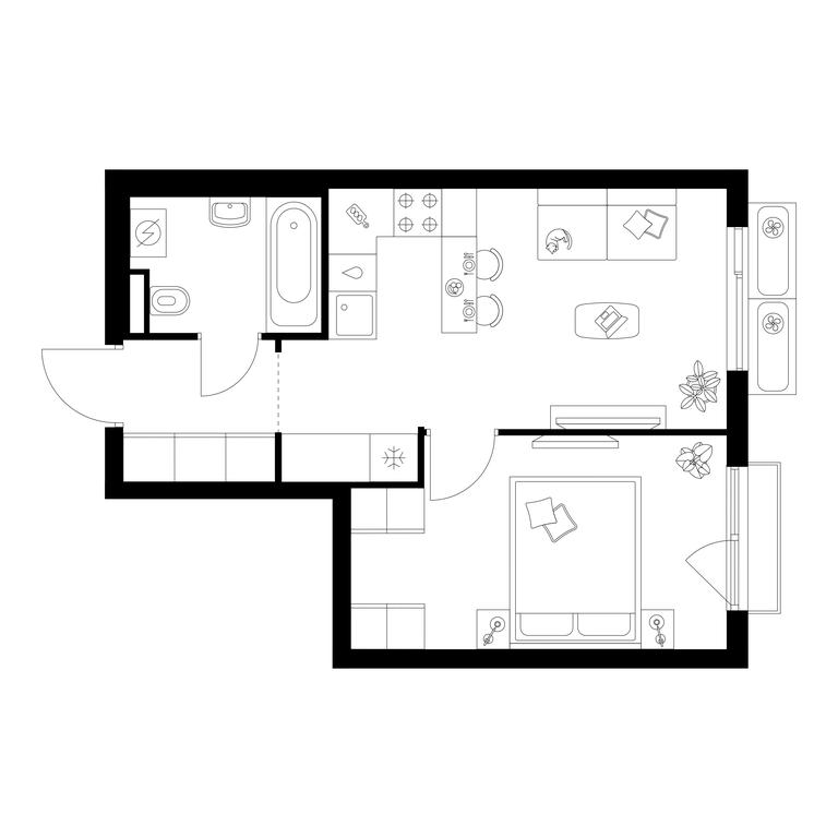 1-BD Apartment Sale, 36.3平方米 at Salarevo Park, Salaryevskaya Street, 8к1, Moskovskiy Settlement, Moscow, Russia #1
