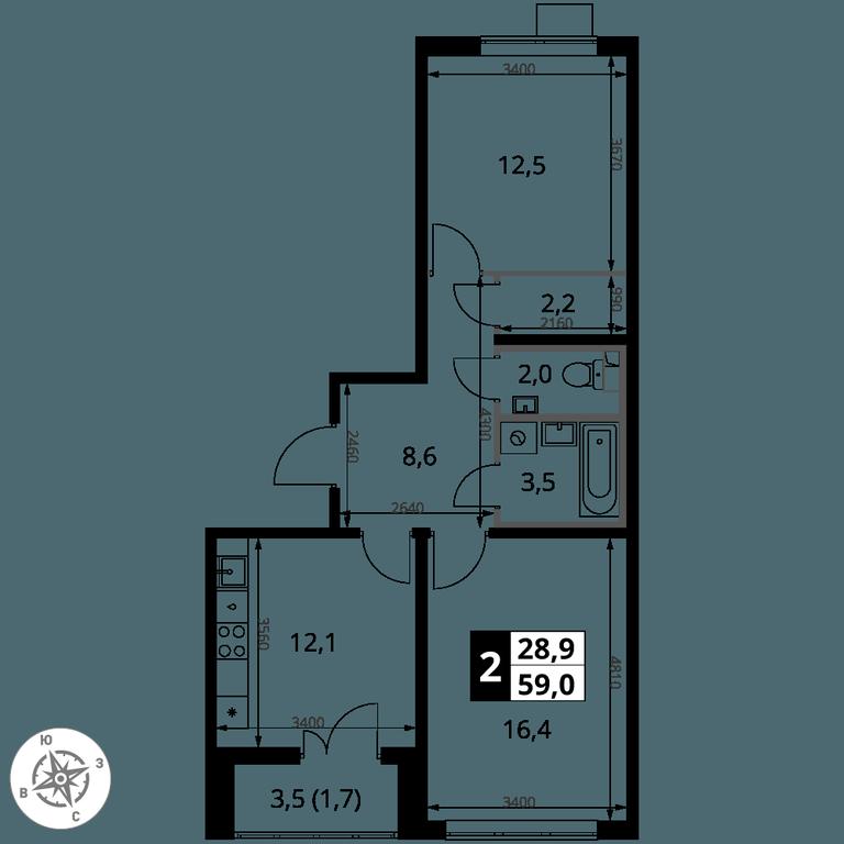 2-BD Apartment Sale, 59 sq. m. at Pervy Yuzhny, zhiloy kompleks Pervy Yuzhny, Leninskiy City District, Moscow Region, Russia #2 2-BD Apartment Sale, 59 sq. m. at Pervy Yuzhny, zhiloy kompleks Pervy Yuzhny, Leninskiy City District, Moscow Region, Russia #2