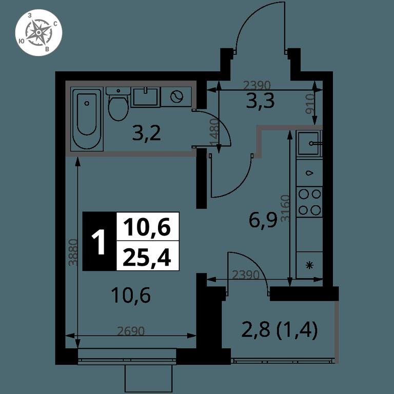 Apartment Sale, 25.4平方米 at Pervy Yuzhny, zhiloy kompleks Pervy Yuzhny, Leninskiy City District, Moscow Region, Russia #2 Apartment Sale, 25.4平方米 at Pervy Yuzhny, zhiloy kompleks Pervy Yuzhny, Leninskiy City District, Moscow Region, Russia #2