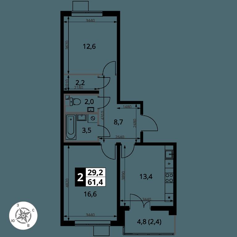 2-BD Apartment Sale, 61.4平方米 at Pervy Yuzhny, zhiloy kompleks Pervy Yuzhny, Leninskiy City District, Moscow Region, Russia #2 2-BD Apartment Sale, 61.4平方米 at Pervy Yuzhny, zhiloy kompleks Pervy Yuzhny, Leninskiy City District, Moscow Region, Russia #2