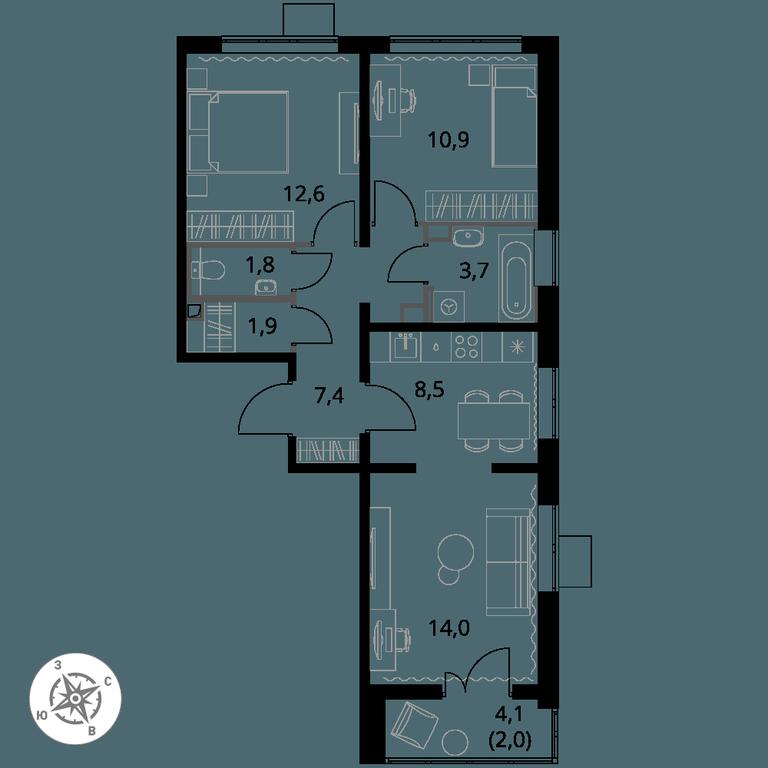 3-BD Apartment Sale, 62.5平方米 at Pervy Yuzhny, zhiloy kompleks Pervy Yuzhny, Leninskiy City District, Moscow Region, Russia #1 3-BD Apartment Sale, 62.5平方米 at Pervy Yuzhny, zhiloy kompleks Pervy Yuzhny, Leninskiy City District, Moscow Region, Russia #1