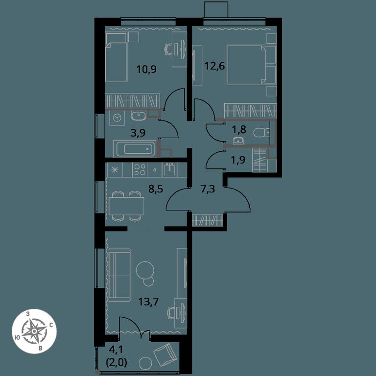 3-BD Apartment Sale, 62.6平方米 at Pervy Yuzhny, zhiloy kompleks Pervy Yuzhny, Leninskiy City District, Moscow Region, Russia #1 3-BD Apartment Sale, 62.6平方米 at Pervy Yuzhny, zhiloy kompleks Pervy Yuzhny, Leninskiy City District, Moscow Region, Russia #1