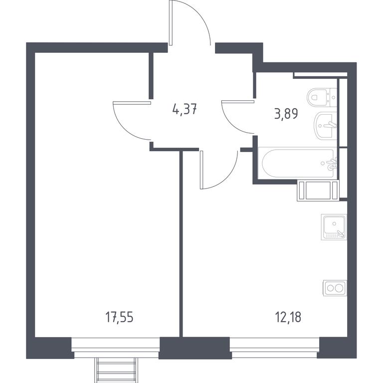 Apartment Sale, 37.2 sq. m. at Pribrezhnyi Park, Pribrezhniy Park Residential Complex, Village of Yam, Domodedovo City District, Moscow Region, Russia #1