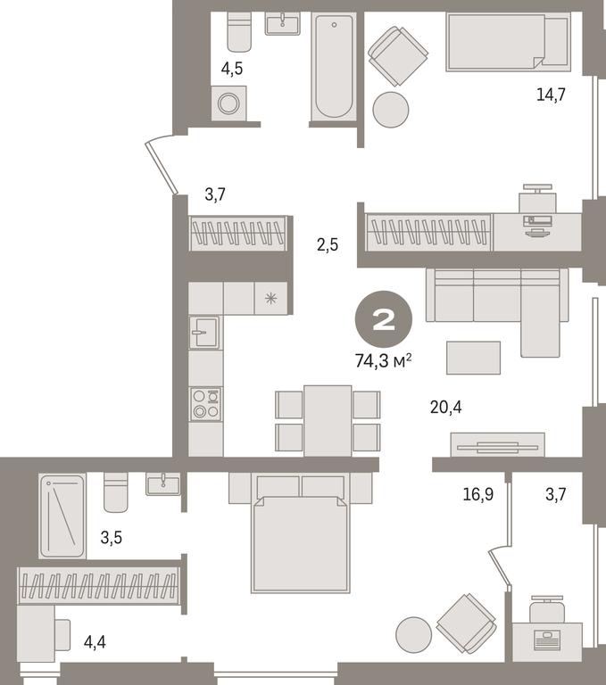 2-BD Apartment Sale, 74.3 sq. m. at Pervy kvartal, Kalinovaya ulitsa, derevnya Sapronovo, Leninskiy City District, Moscow Region, Russia #1 2-BD Apartment Sale, 74.3 sq. m. at Pervy kvartal, Kalinovaya ulitsa, derevnya Sapronovo, Leninskiy City District, Moscow Region, Russia #1