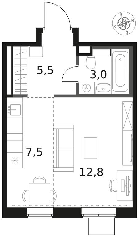 Apartment Sale, 28.8 sq. m. at 1 Himkinskij, zhiloy kompleks 1-y Khimkinskiy, kvartal Mezhdunarodny, mikrorayon Klyazma-Starbeyevo, Khimki, Moscow Region, Russia #1 Apartment Sale, 28.8 sq. m. at 1 Himkinskij, zhiloy kompleks 1-y Khimkinskiy, kvartal Mezhdunarodny, mikrorayon Klyazma-Starbeyevo, Khimki, Moscow Region, Russia #1