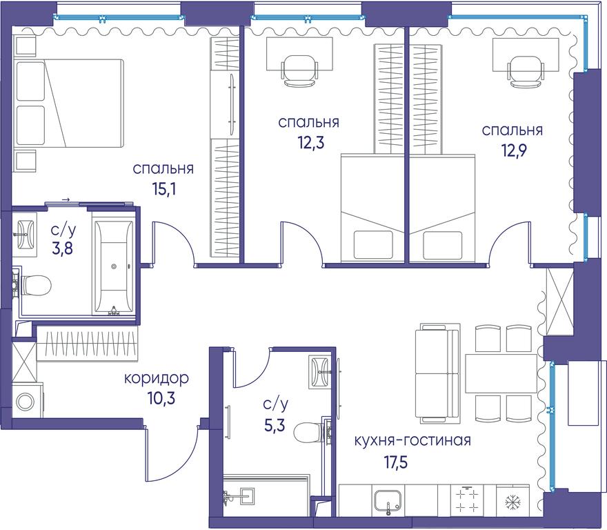 3-BD Apartment Sale, 77.2平方米 at Ostrov, Nizhnye Mnyovniki Street, 37Ас4, Moscow, Russia #1 3-BD Apartment Sale, 77.2平方米 at Ostrov, Nizhnye Mnyovniki Street, 37Ас4, Moscow, Russia #1